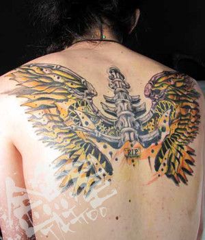 背中,翼,機械,カラータトゥー/刺青デザイン画像