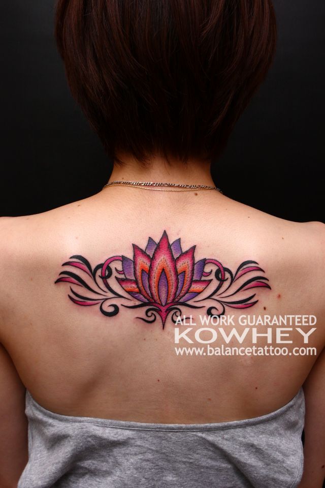背中,女性,カラータトゥー/刺青デザイン画像