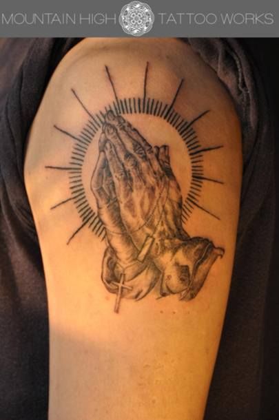 腕,祈り,ブラック＆グレータトゥー/刺青デザイン画像