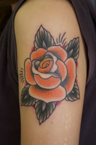 薔薇,カラータトゥー/刺青デザイン画像