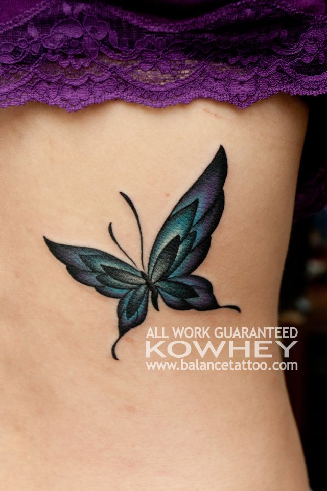 蝶,バタフライ,カラー,女性タトゥー/刺青デザイン画像