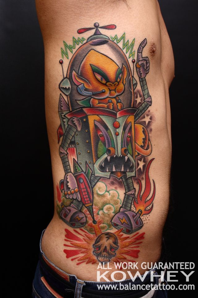 ロボット,宇宙人,ニュースクールタトゥー/刺青デザイン画像