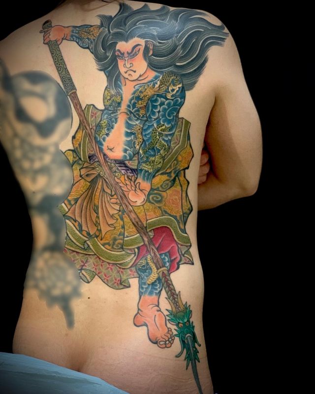 背中,人物,水滸伝,カラー,カラフルタトゥー/刺青デザイン画像
