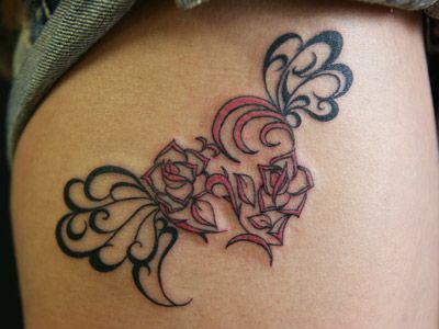 女性,足,ハート,トライバルタトゥー/刺青デザイン画像