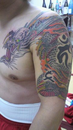 龍,胸,カラータトゥー/刺青デザイン画像