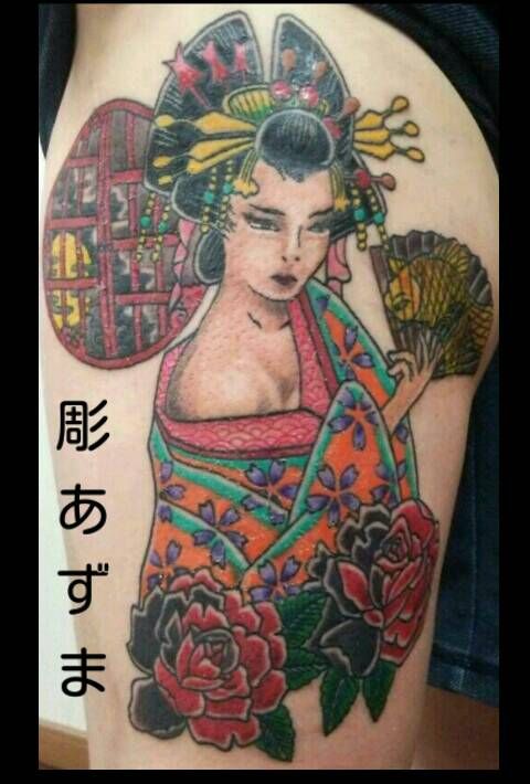 カラー,薔薇,着物タトゥー/刺青デザイン画像