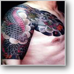 太鼓,五分袖,龍,桜タトゥー/刺青デザイン画像