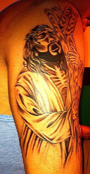 腕,人物,キリスト,クロスタトゥー/刺青デザイン画像