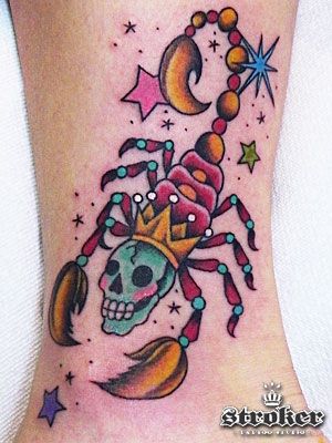 腕,蠍,スカル,生物タトゥー/刺青デザイン画像