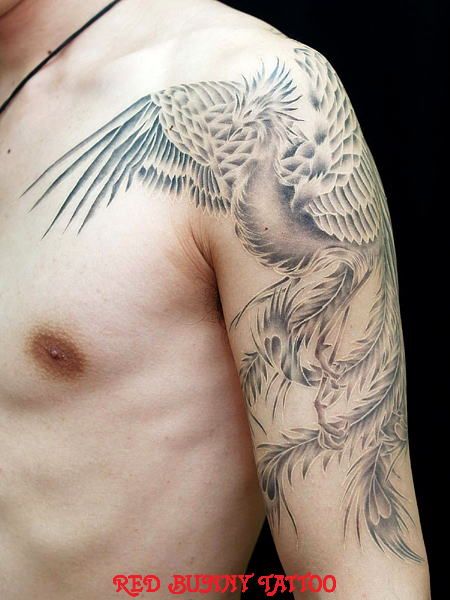 鳳凰,腕,ブラック＆グレータトゥー/刺青デザイン画像