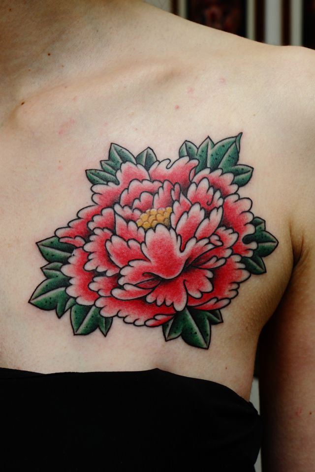 女性,胸,蓮,花,植物タトゥー/刺青デザイン画像