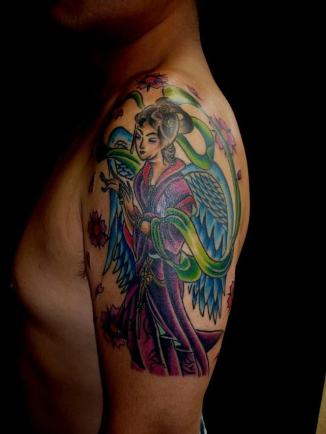 腕,女神,カラータトゥー/刺青デザイン画像