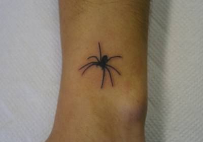 足,蜘蛛,ブラック＆グレータトゥー/刺青デザイン画像
