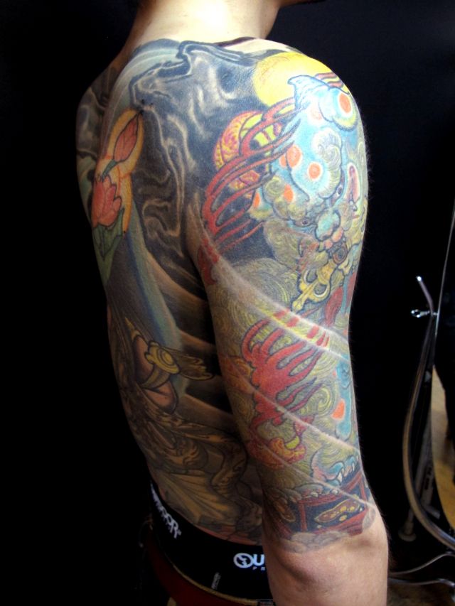 腕,カラー,五分袖タトゥー/刺青デザイン画像