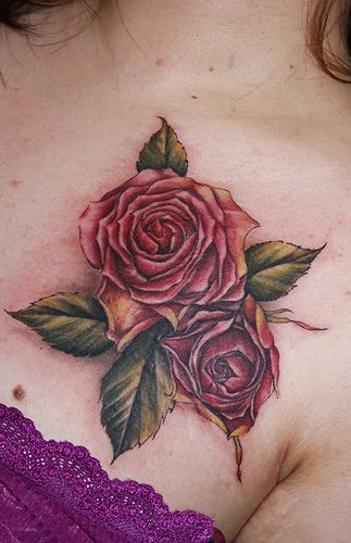女性,ワンポイント,薔薇,花タトゥー/刺青デザイン画像