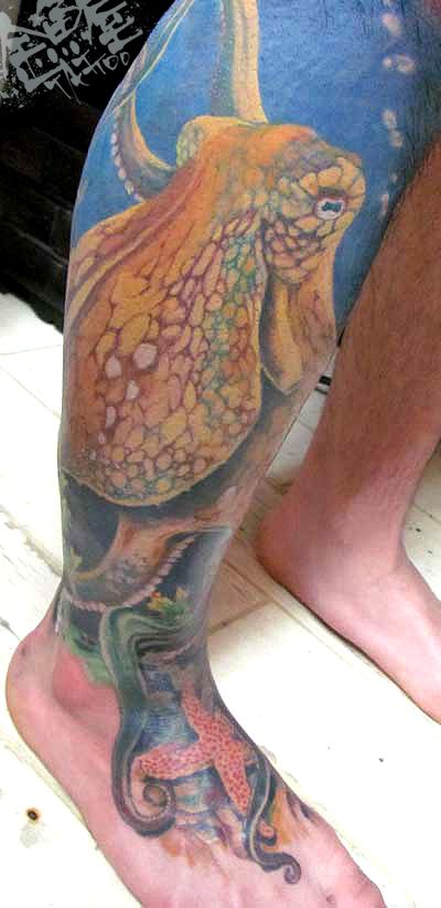 足,動物,カラータトゥー/刺青デザイン画像