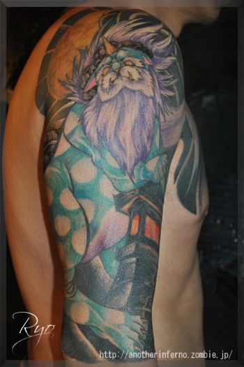腕,カラー,五分袖タトゥー/刺青デザイン画像