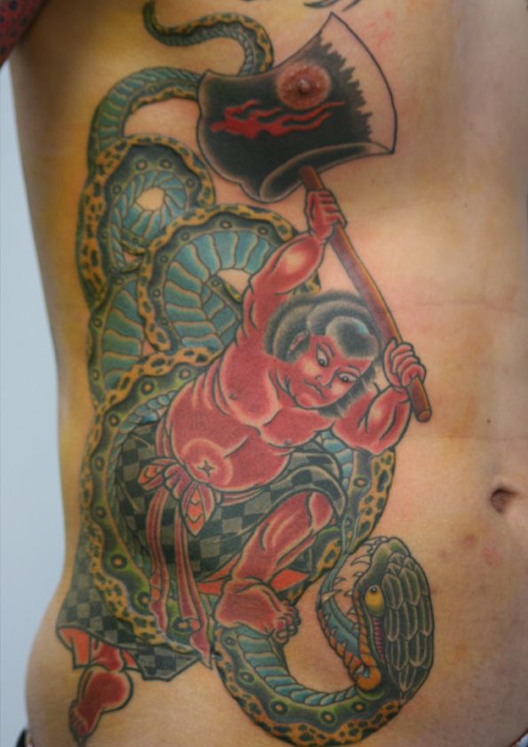 脇腹,人物,蛇タトゥー/刺青デザイン画像