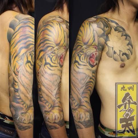 腕,虎,カラータトゥー/刺青デザイン画像
