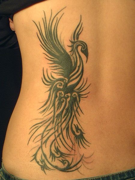 背中,鳳凰,トライバルタトゥー/刺青デザイン画像