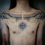 胸,男性,トライバル,トライバルタトゥータトゥー/刺青デザイン画像