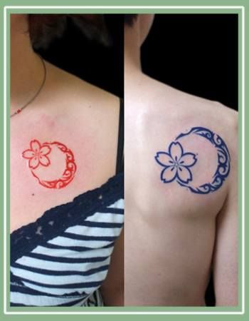 肩,桜,カラータトゥー/刺青デザイン画像
