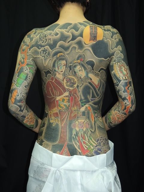 日本怪談,牡丹灯籠,背中タトゥー/刺青デザイン画像