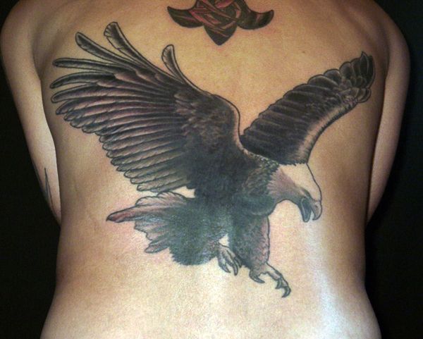 背中,鳥タトゥー/刺青デザイン画像