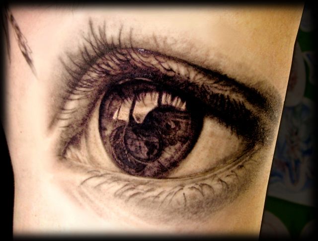 目,ポートレート,ブラック＆グレータトゥー/刺青デザイン画像