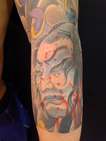 腕,男性,生首,カラータトゥー/刺青デザイン画像