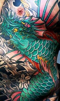 龍魚,脇タトゥー/刺青デザイン画像
