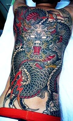 龍,背中,カラータトゥー/刺青デザイン画像