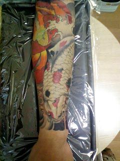 腕,鯉,牡丹タトゥー/刺青デザイン画像