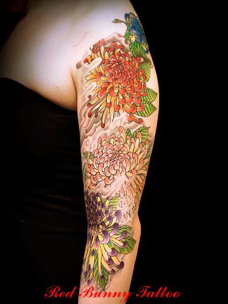 菊,花,植物タトゥー/刺青デザイン画像