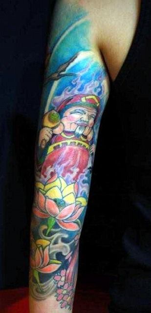 腕,人物,蓮,花,植物タトゥー/刺青デザイン画像
