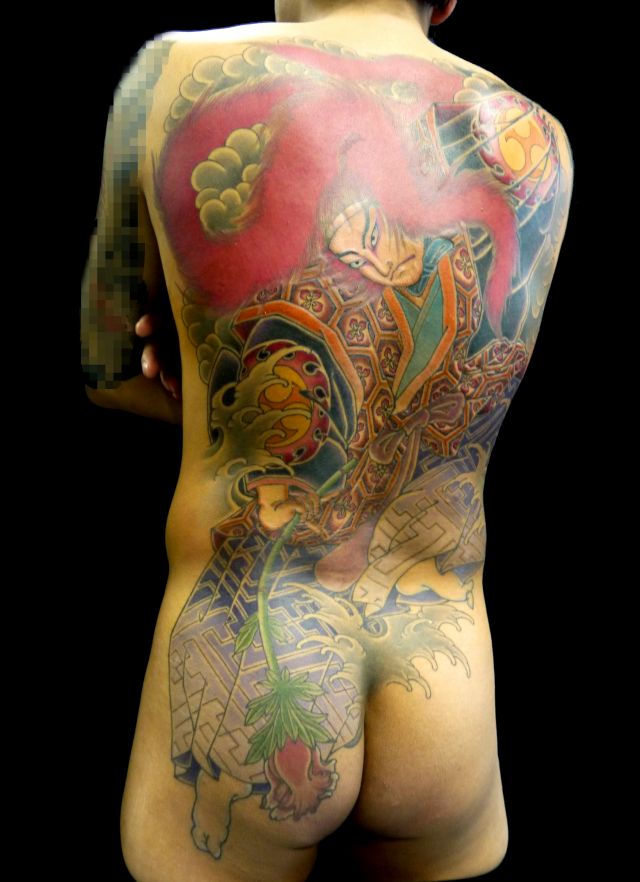 背中,人物,カラータトゥー/刺青デザイン画像