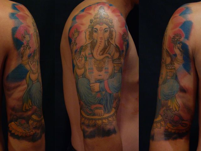 肩,ガネーシャ,宗教タトゥー/刺青デザイン画像