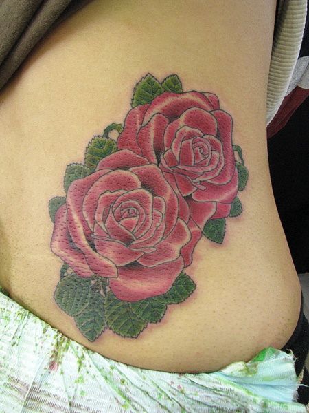 バラ,薔薇,熊本,腰,花タトゥー/刺青デザイン画像