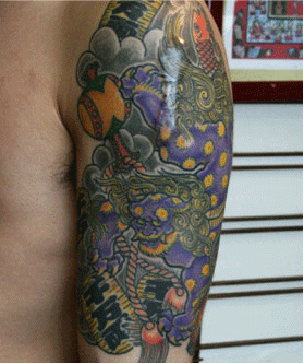 肩,唐獅子,小槌,小判タトゥー/刺青デザイン画像