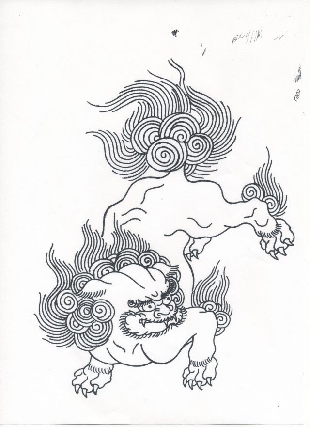 唐獅子タトゥー/刺青デザイン画像