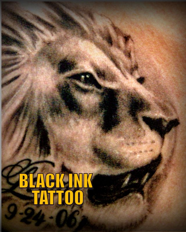 ライオン,ブラック＆グレータトゥー/刺青デザイン画像