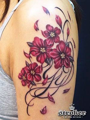 腕,女性,薔薇タトゥー/刺青デザイン画像