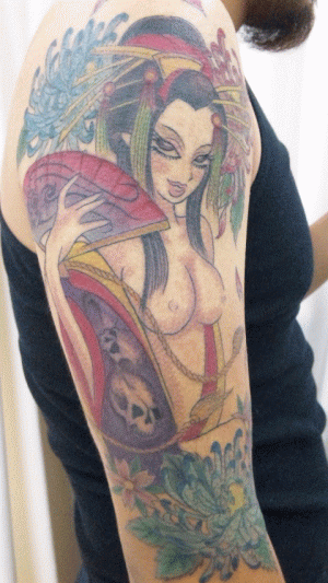腕,人物,牡丹タトゥー/刺青デザイン画像