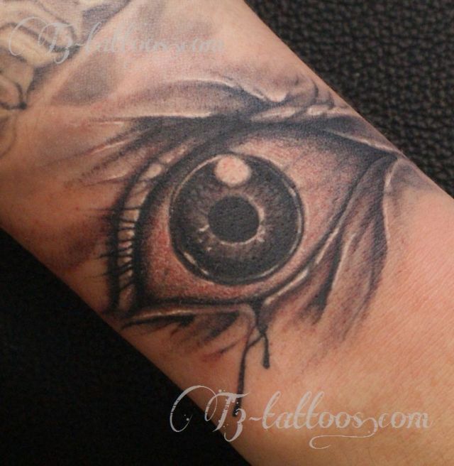 目,腕,ブラック＆グレータトゥー/刺青デザイン画像