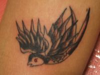 ツバメ,ワンポイント,ブラック＆グレー,鳥,動物タトゥー/刺青デザイン画像