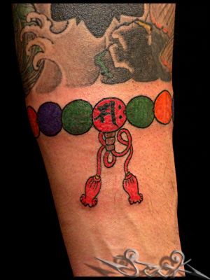 腕,男性,梵字,数珠,カラー,カラフルタトゥー/刺青デザイン画像