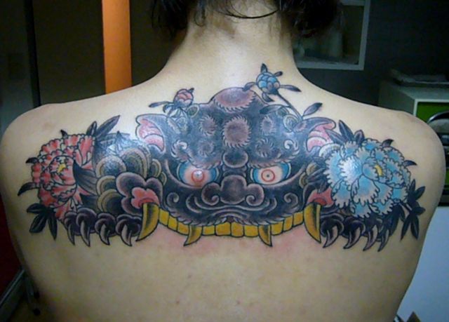牡丹,カラー,背中タトゥー/刺青デザイン画像