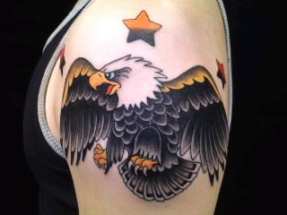 肩,ワシ,鳥,動物タトゥー/刺青デザイン画像