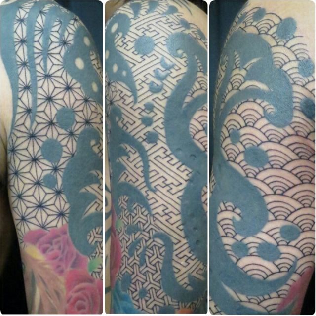 腕,肩,二の腕,筋彫りタトゥー/刺青デザイン画像