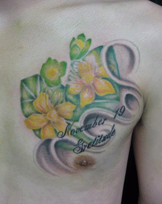 胸,フラワー,花タトゥー/刺青デザイン画像